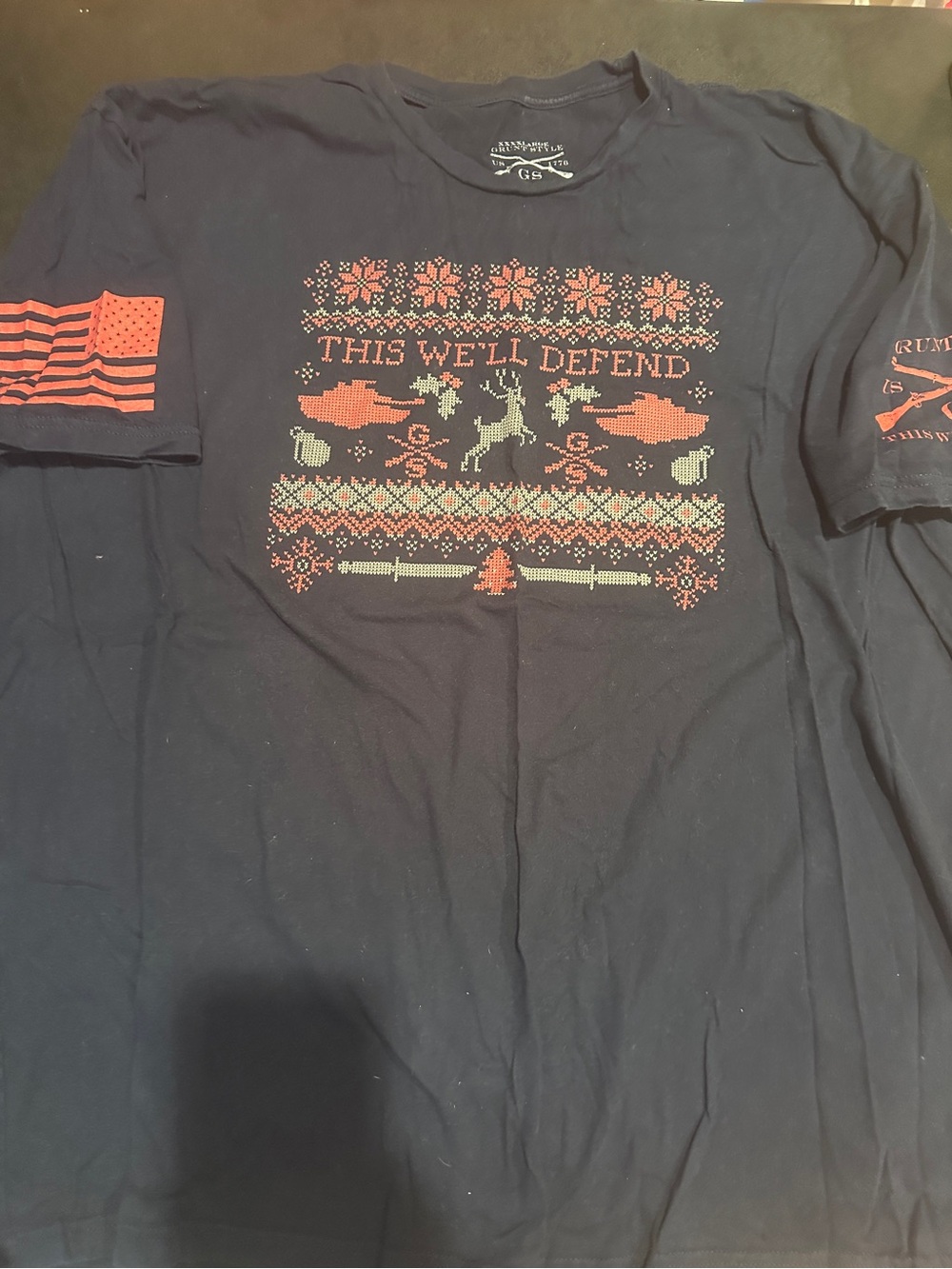 4X Grunt Style Navy Graphic Tee This We’ll Defend Christmas theme  🎄